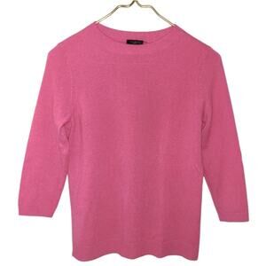 Talbots Petite 100% Pure Cashmere 3/4 Sleeve Sweater Round Neck Size SP Pink